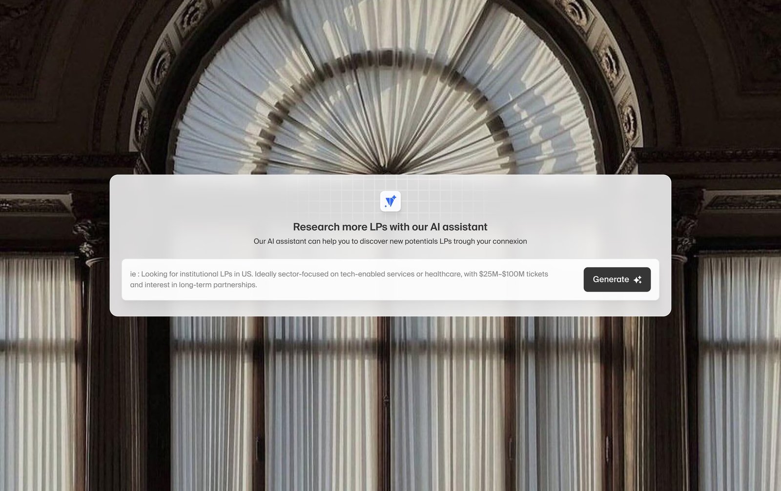 Vessel's AI assistant helping a fund manager research institutional LPs
